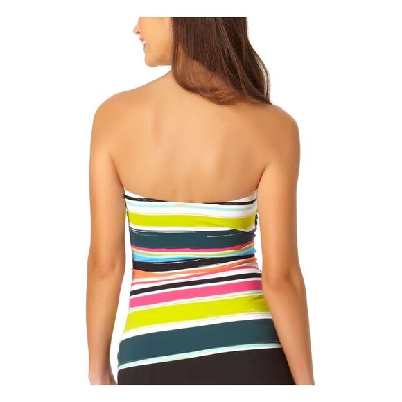 NWT ANNE COLE Women's White Multi-Stripe Bandeau Tankini Swimsuit Top S - Picture 2 of 3